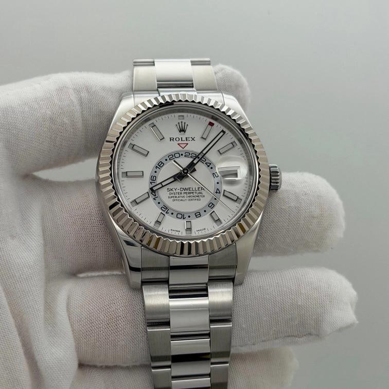Rolex Sky Dweller 326934 42mm White Dial 18k Gold Stainless Steel Box Paper - 3
