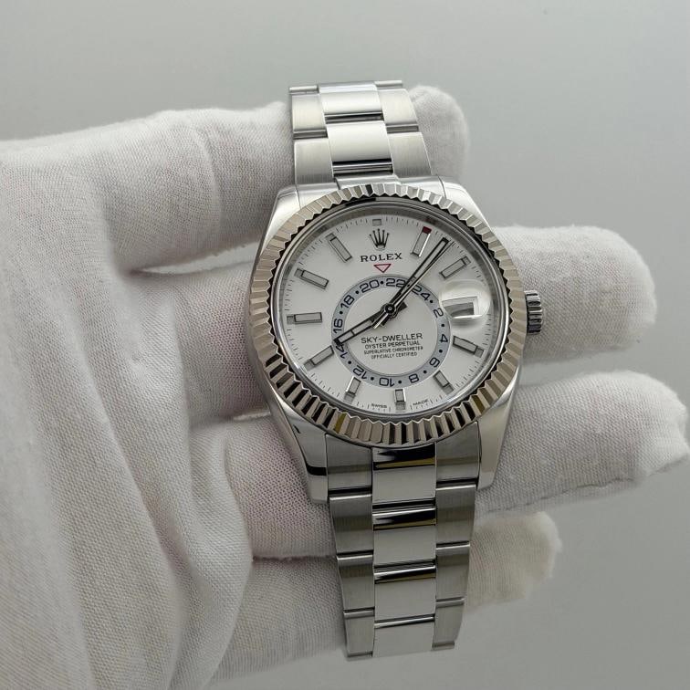 Rolex Sky Dweller 326934 42mm White Dial 18k Gold Stainless Steel Box Paper - 4