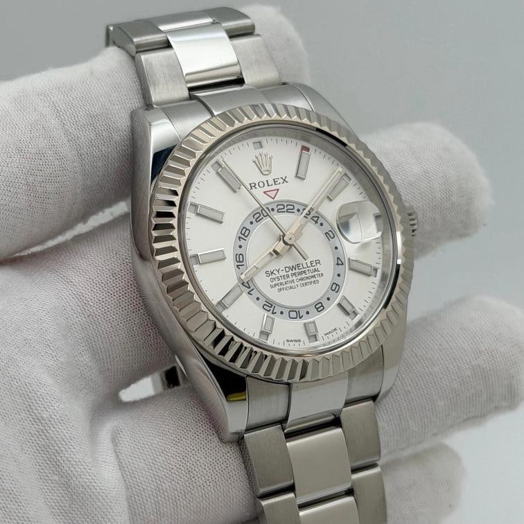 Rolex Sky Dweller 326934 42mm White Dial 18k Gold Stainless Steel Box Paper - 5
