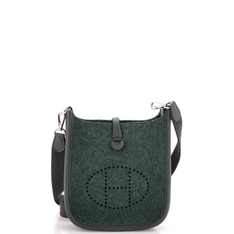 Hermes Evelyne Bag Gen III Felt TPM: Condition: Pre-owned - Excellent,Brand: Hermes,Exterior Material: Felt,Style: Cross Body Bags,Exterior Color: Green,Department: Women,Size: Tpm,Accessories: Dust Bag, With Strap