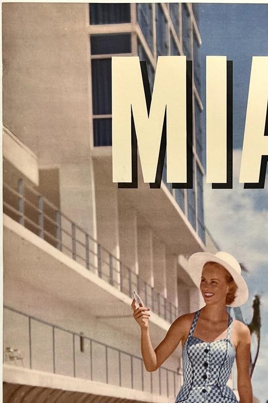Original Vintage Poster MIAMI CAPITAL AIRLINES Airline Travel Tourism Florida OL - 2