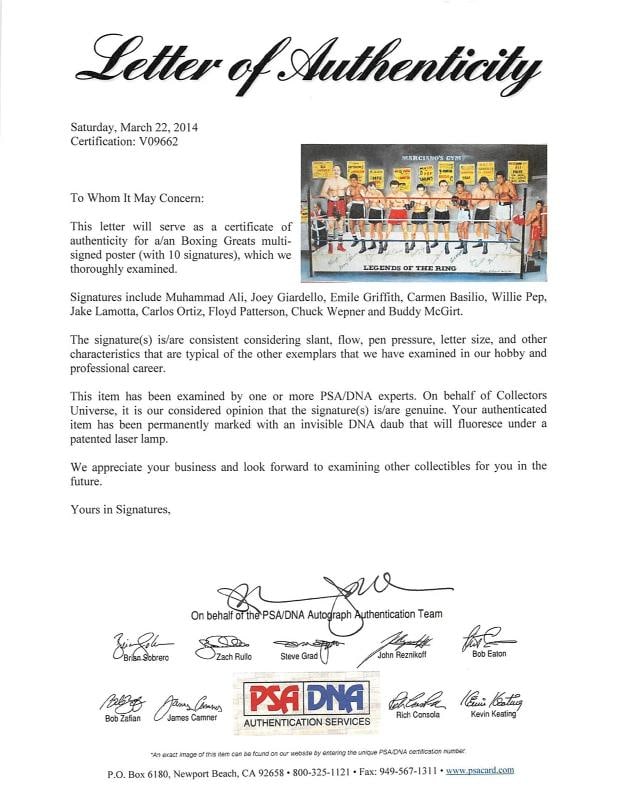 Legends Of The Ring (10 Boxers) Signed 20X33 Litho Muhammad Ali PSA/DNA & JSA - 5