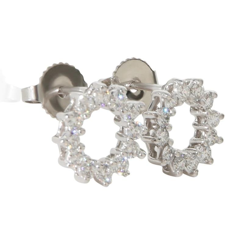 Tiffany & Co. Platinum Diamond Open Circle Earrings: Condition: Pre-owned - Good,Shape: Round Brilliant,Item Length: 10 mm,Side Stone Type: Diamond,Side Stone Weight (cts): 0.46,Metal Purity: 950,With Original Box/Packaging: No,With Papers: No,Gross