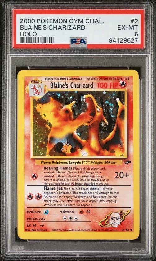 2000 POKEMON GYM CHALLENGE HOLO #2 BLAINE'S CHARIZARD PSA 6 (1 of 2)