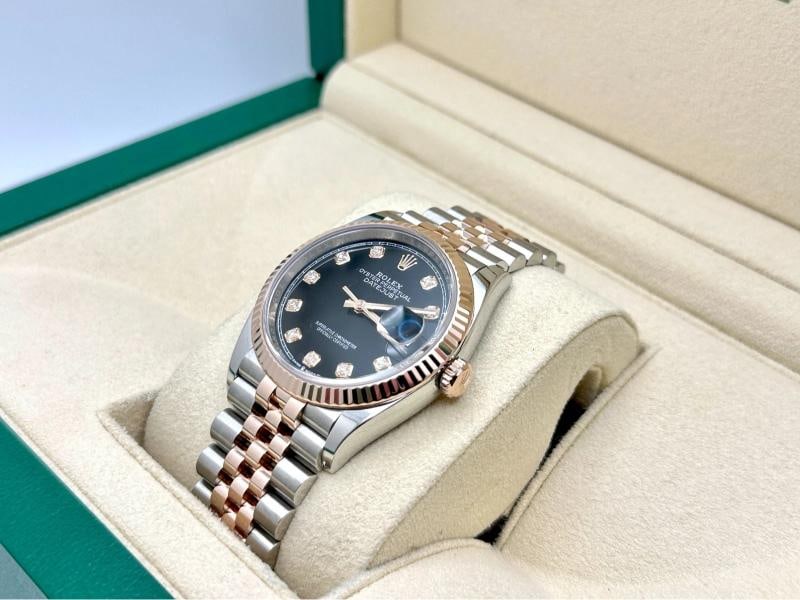 Rolex Datejust 36 126231 Black Diamond Dial 18k Rose Gold Steel Box Paper - 4