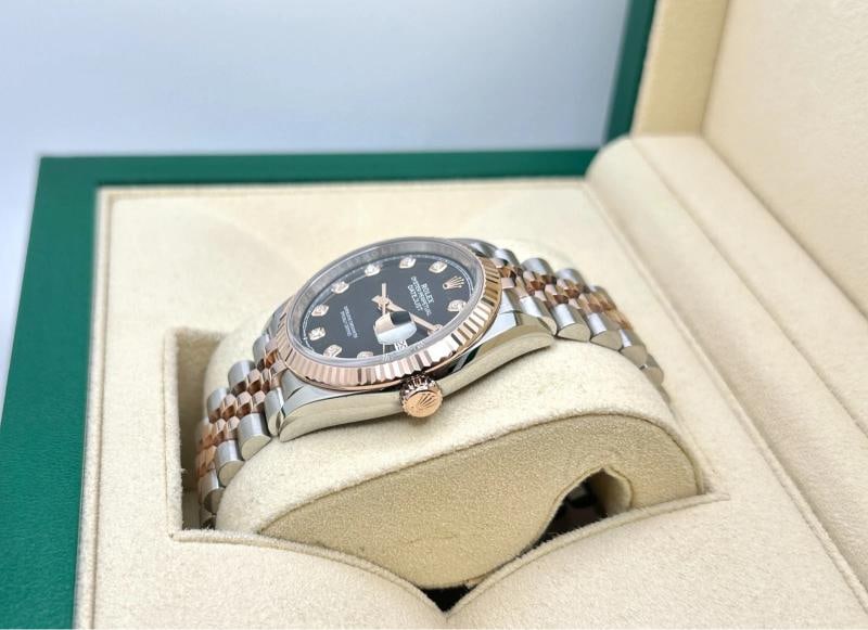Rolex Datejust 36 126231 Black Diamond Dial 18k Rose Gold Steel Box Paper - 5