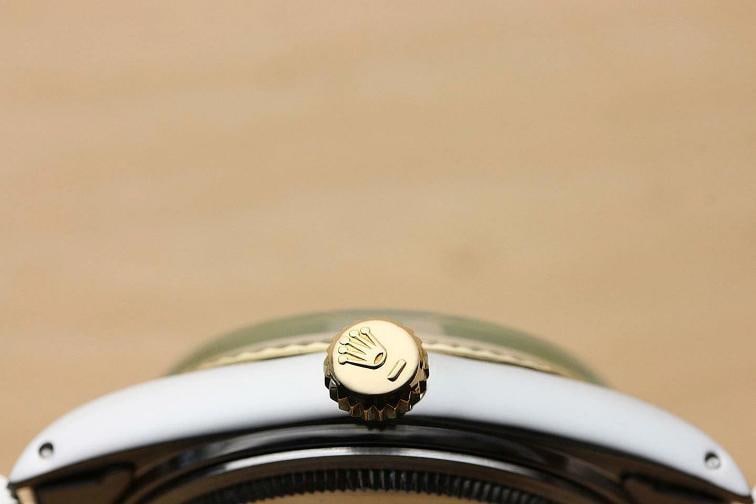 AUTHENTIC MENS ROLEX DATEJUST CHAMPAGNE 18K YELLOW GOLD STEEL 16013 2-TONE WATCH - 9