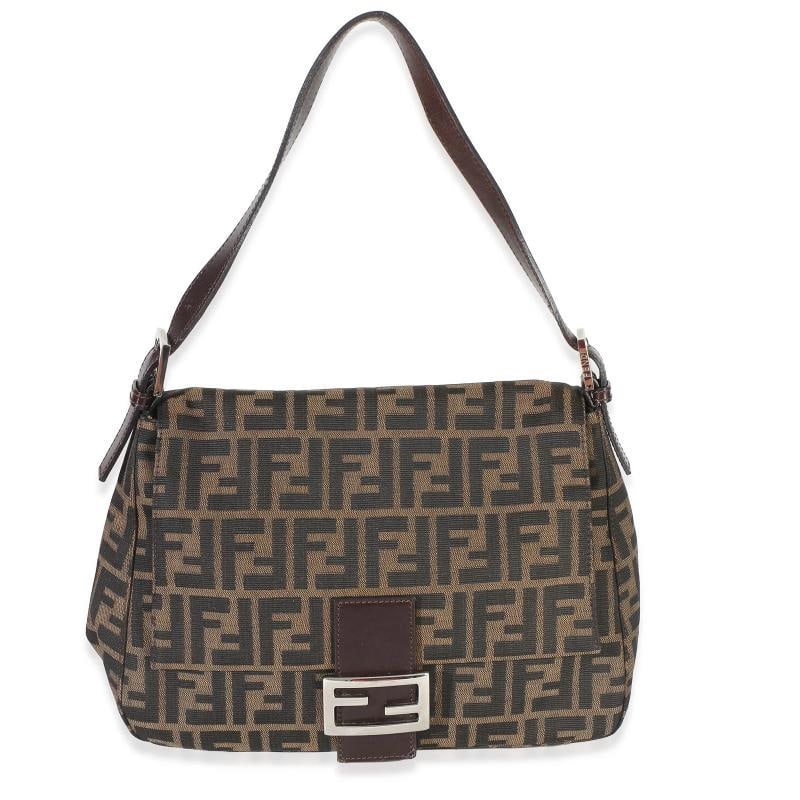 Fendi Brown Zucca Canvas Mama Baguette Bag: Condition: Pre-owned - Good,Dimensions: 11.25 x 7.5 x 4.5,Handbag Accessories: None,Bag Width: 11.25 in,Bag Depth: 4.5 in,Bag Height: 7.5 in,Department: Unisex,Style: Shoulder Bag,Material: Canvas,Col
