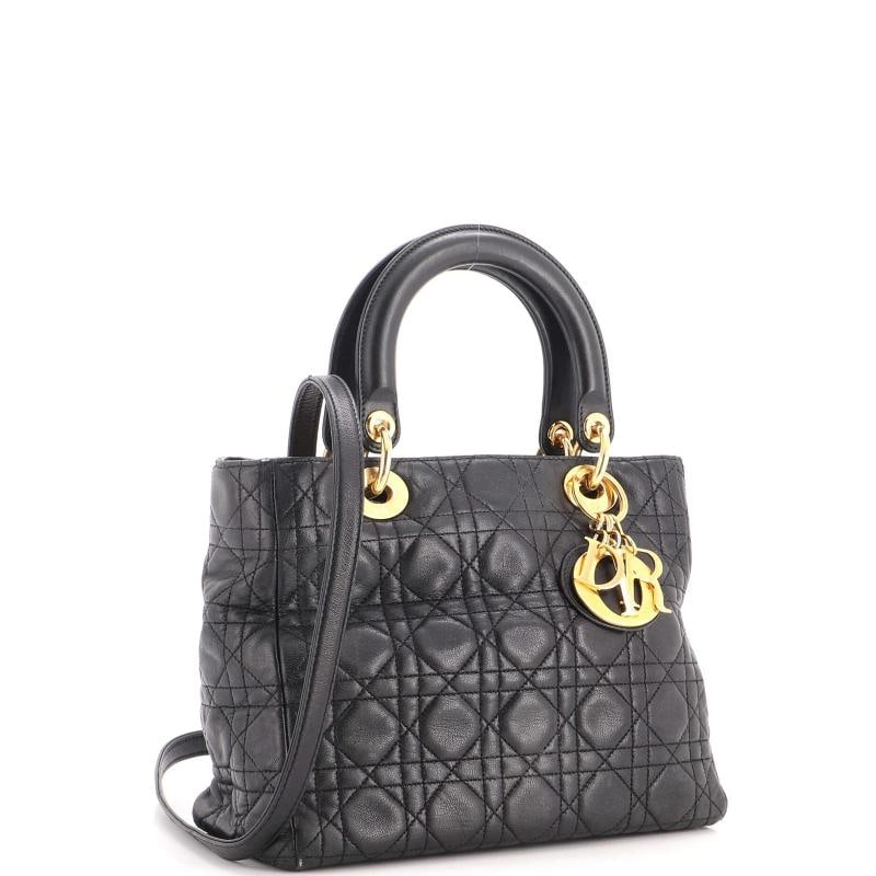 Christian Dior Vintage Lady Dior Bag Cannage Quilt Lambskin Medium - 2