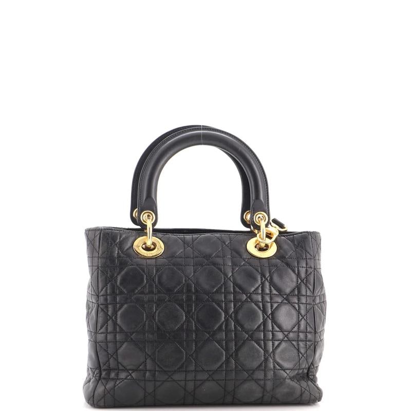 Christian Dior Vintage Lady Dior Bag Cannage Quilt Lambskin Medium - 3