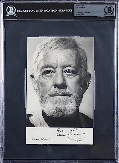 Alec Guinness "Star Wars, Good Wishes 1978" Signed B&W 5x8 Photo BAS Slabbed - 3