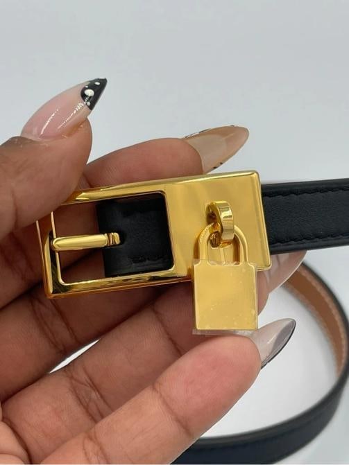 Hermes Lucky 15 reversible belt (black) noir/gold hardware size 75 - 2