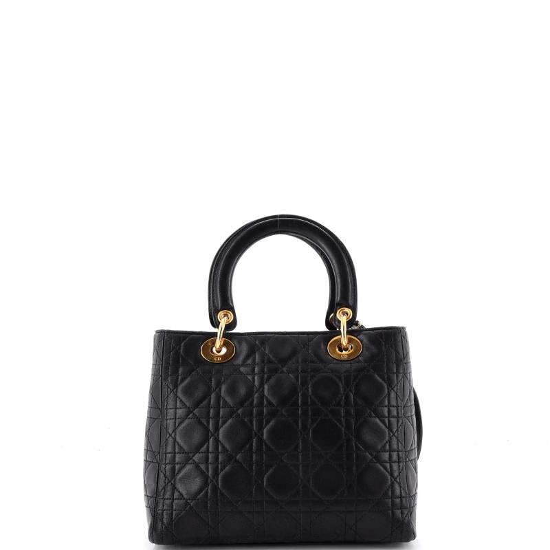 Christian Dior Vintage Lady Dior Bag Cannage Quilt Lambskin Medium - 3