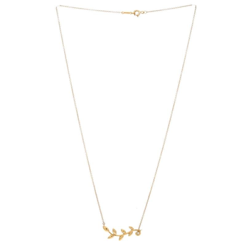 Tiffany & Co. Paloma Picasso Olive Leaf Vine Pendant Necklace 18K Yellow Gold - 3