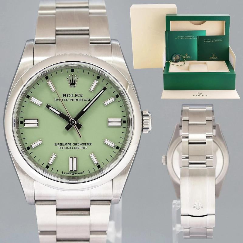 2025 MINT Rolex Oyster Perpetual 126000 Pistachio Steel 36mm Watch Box: Condition: Pre-owned - Excellent,Brand: Rolex,Department: Unisex Adults,Type: Wristwatch,Model: Oyster Perpetual,Reference Number: 126000,With Original Box/Packaging: Yes,With Papers: No,Customized: