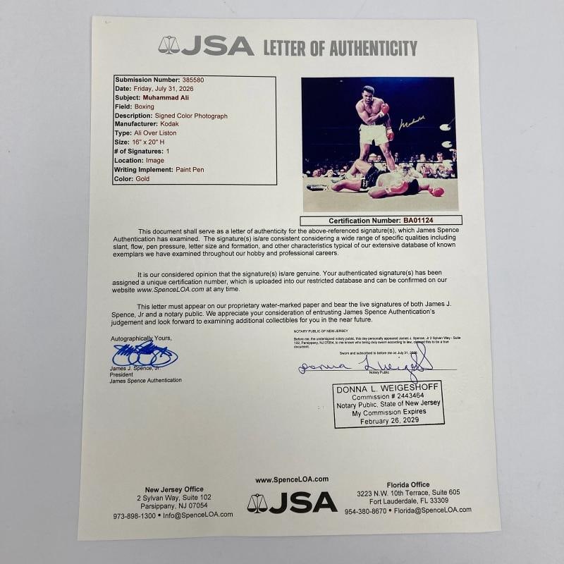 Muhammad Ali Signed 16x20 Photo VS. Sonny Liston JSA COA - 5
