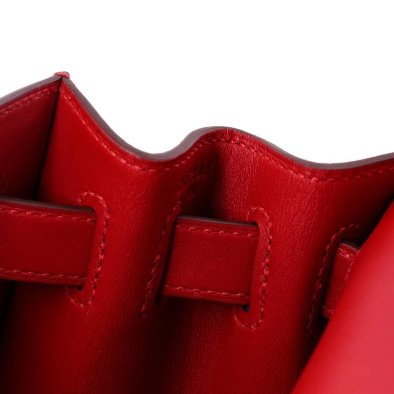 Hermes Kelly Handbag Red Berline Vache Canvas with Swift and Toile - 8
