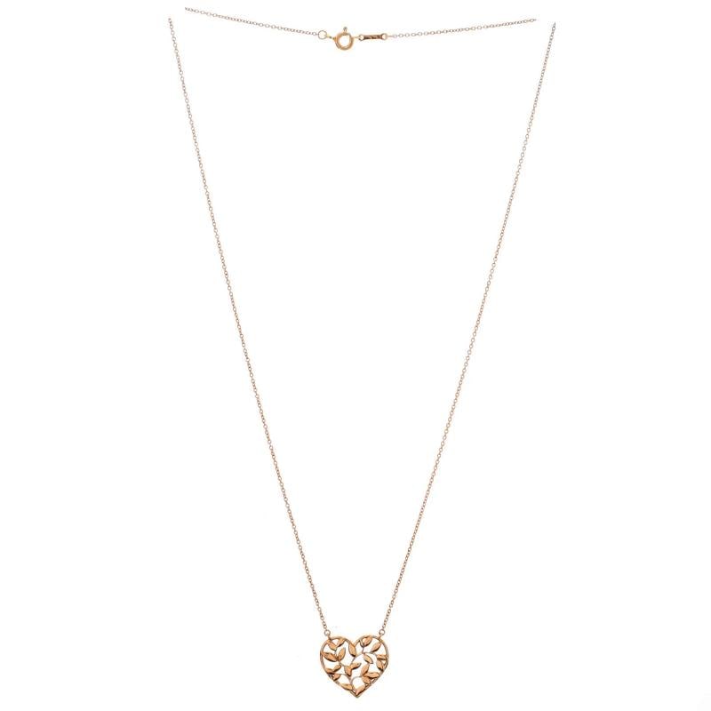 Tiffany & Co. Paloma Picasso Olive Leaf Heart Pendant Necklace 18K Rose Gold - 2