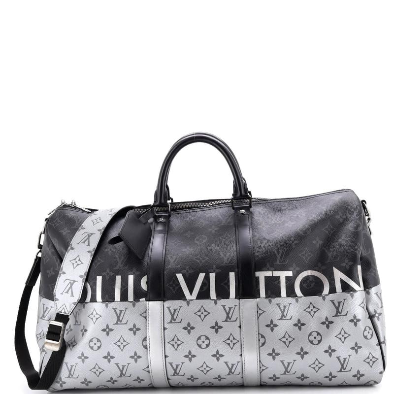 Louis Vuitton Keepall Bandouliere Bag Monogram Eclipse Split Canvas 50: Condition: Pre-owned - Good,Brand: Louis Vuitton,Exterior Material: Canvas Coated, Leather,Style: Duffles,Exterior Color: Black,Department: Women,Size: 50,Accessories: Luggage Tag, With Strap Conditio
