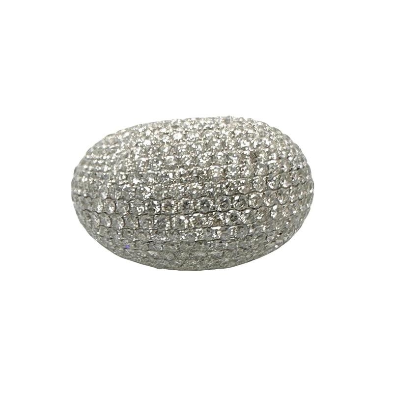 Lady's Diamond 8.04 tcw Pave - Set Domed Cocktail Ring 18k White Gold - 2