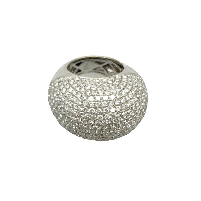 Lady's Diamond 8.04 tcw Pave - Set Domed Cocktail Ring 18k White Gold - 3