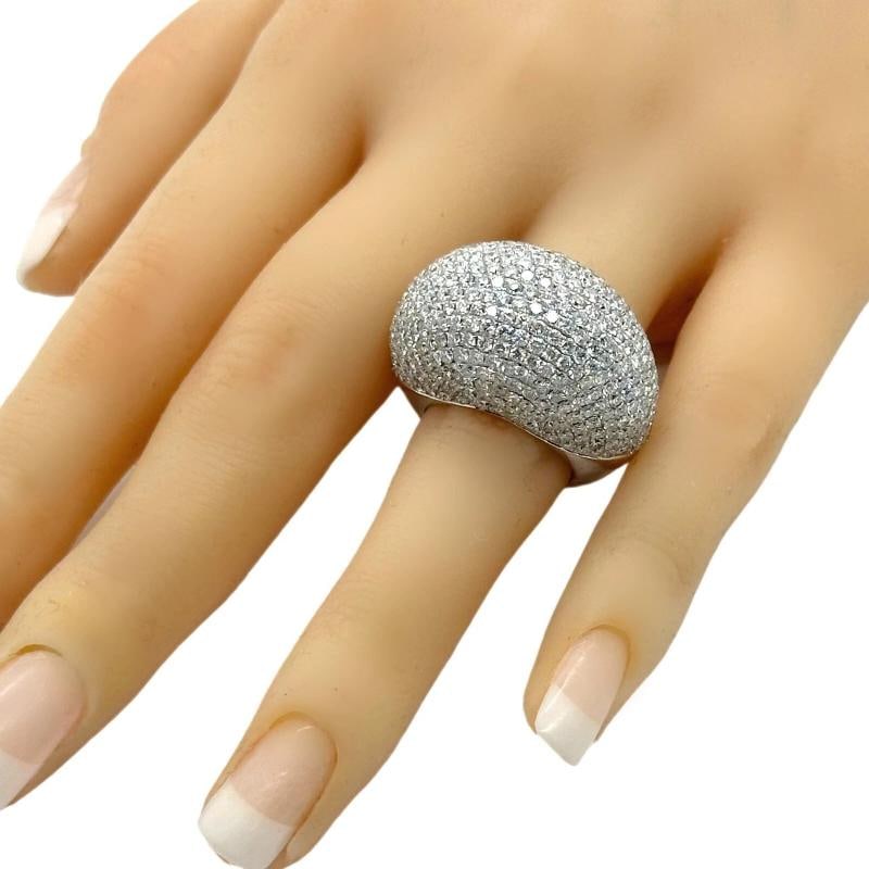Lady's Diamond 8.04 tcw Pave - Set Domed Cocktail Ring 18k White Gold - 5