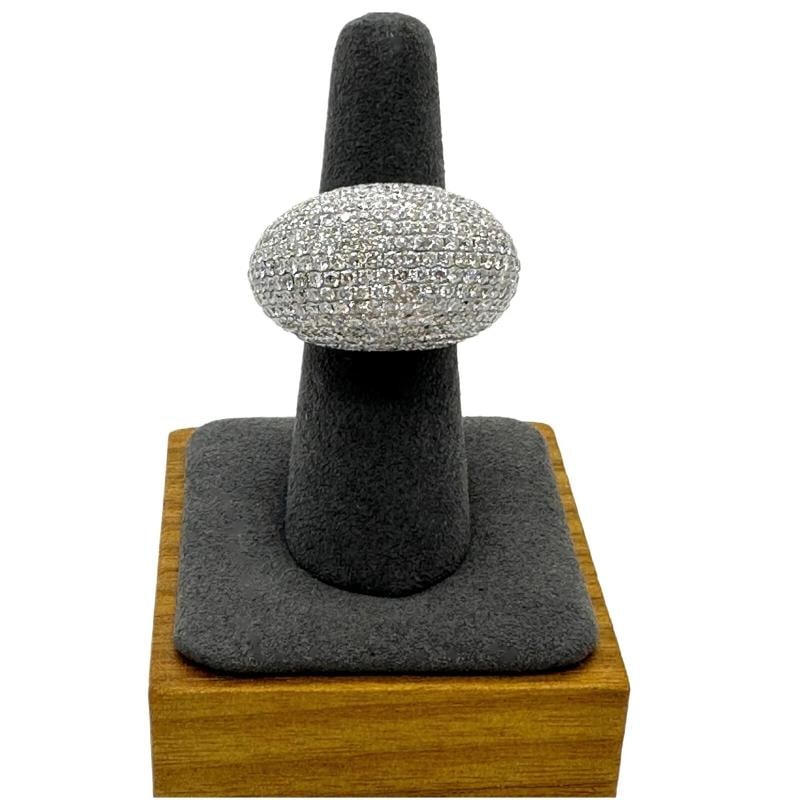 Lady's Diamond 8.04 tcw Pave - Set Domed Cocktail Ring 18k White Gold - 6