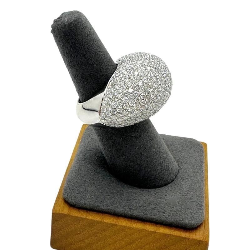 Lady's Diamond 8.04 tcw Pave - Set Domed Cocktail Ring 18k White Gold - 7