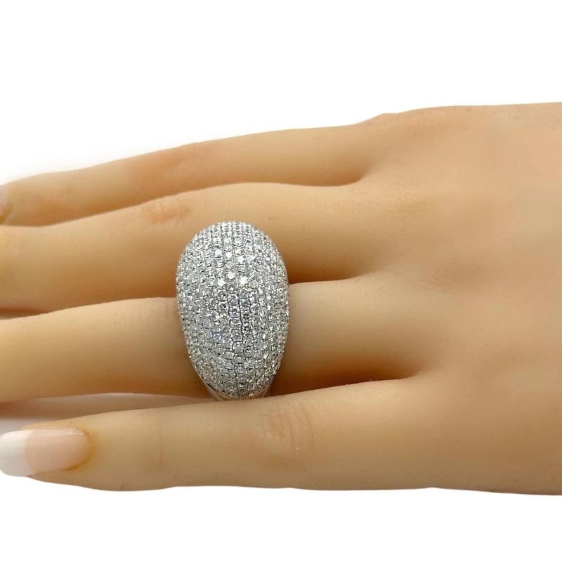 Lady's Diamond 8.04 tcw Pave - Set Domed Cocktail Ring 18k White Gold - 8
