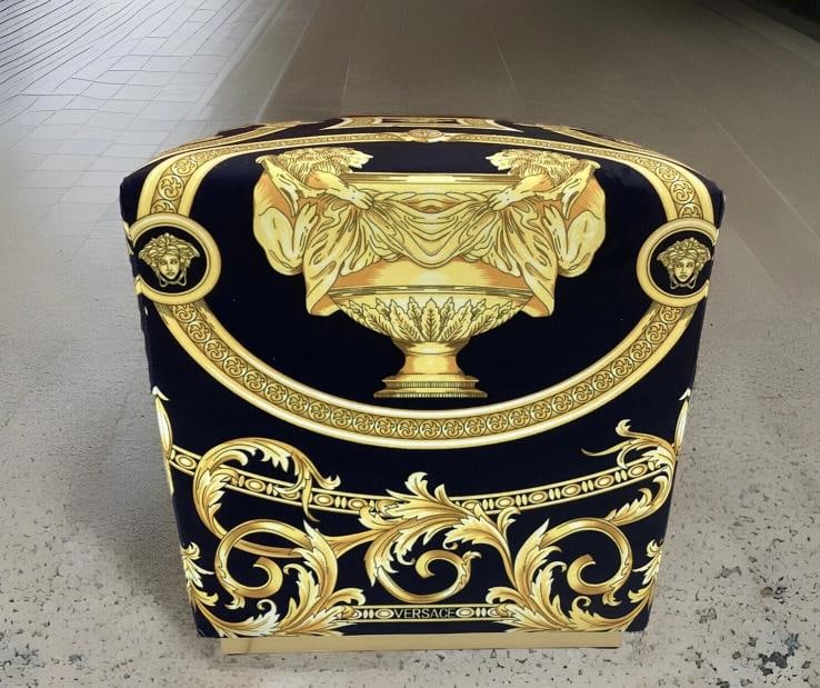 Custom Made Versace Ottoman Lion And Urn Velvet Print Black Gold 19Ã¢â‚¬&# - 2