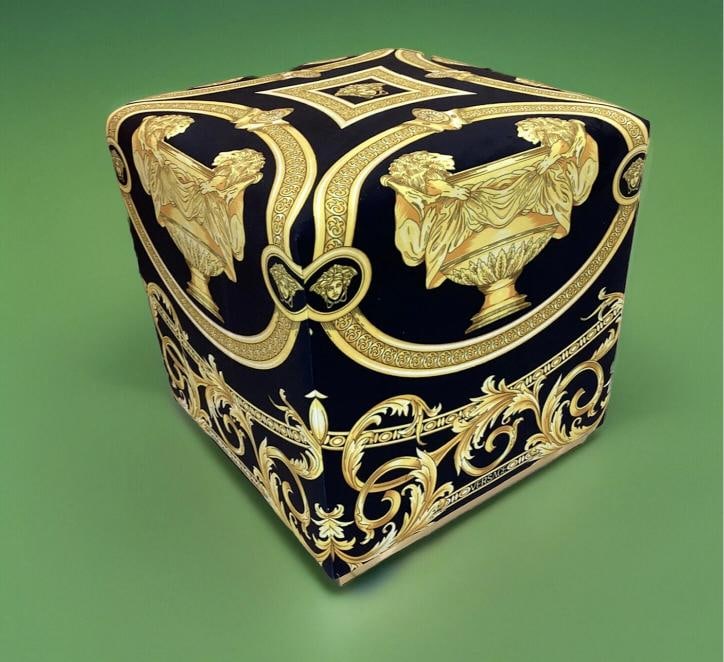 Custom Made Versace Ottoman Lion And Urn Velvet Print Black Gold 19Ã¢â‚¬&# - 4