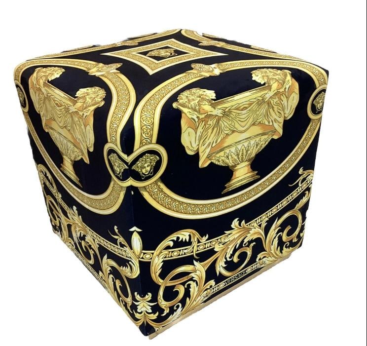 Custom Made Versace Ottoman Lion And Urn Velvet Print Black Gold 19Ã¢â‚¬&# - 5