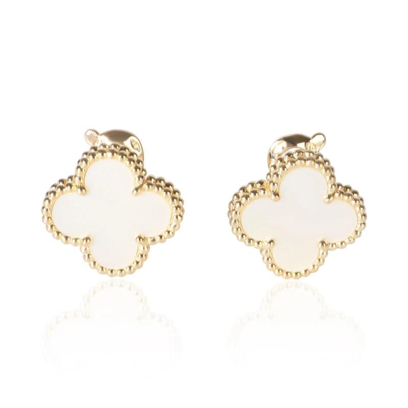 Van Cleef & Arpels Yellow Gold Mother Of Pearl Vintage Alhambra Earrings: Condition: Pre-owned,Item Length: 15 mm,Side Stone Type: No Stone,Main Stone: Mother Of Pearl,Metal Purity: 18k,With Original Box/Packaging: No,With Papers: No,Gross Weight (grams): 7.89,Department: