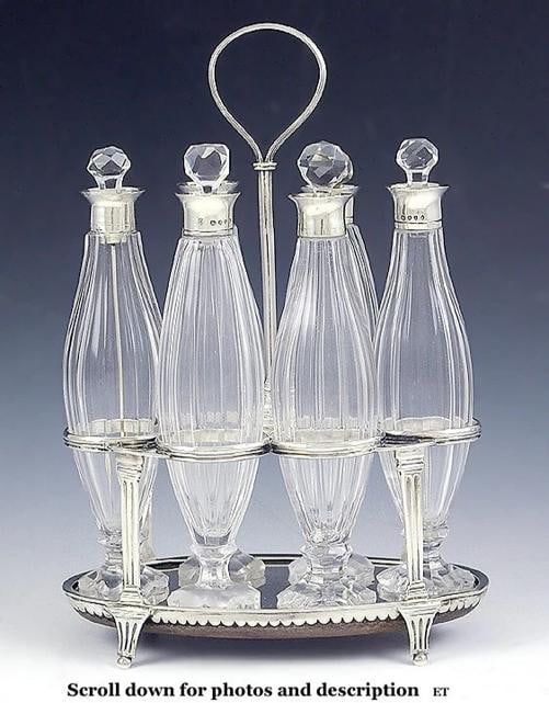 Fine English 6pc Sterling Silver Cut Glass Vanity Perfumes or Cruet Set: Condition: Used: An item that has been used previously. See the sellerÃ¢â‚¬â„¢s listing for full details and ... Read moreabout the conditionUsed: An item