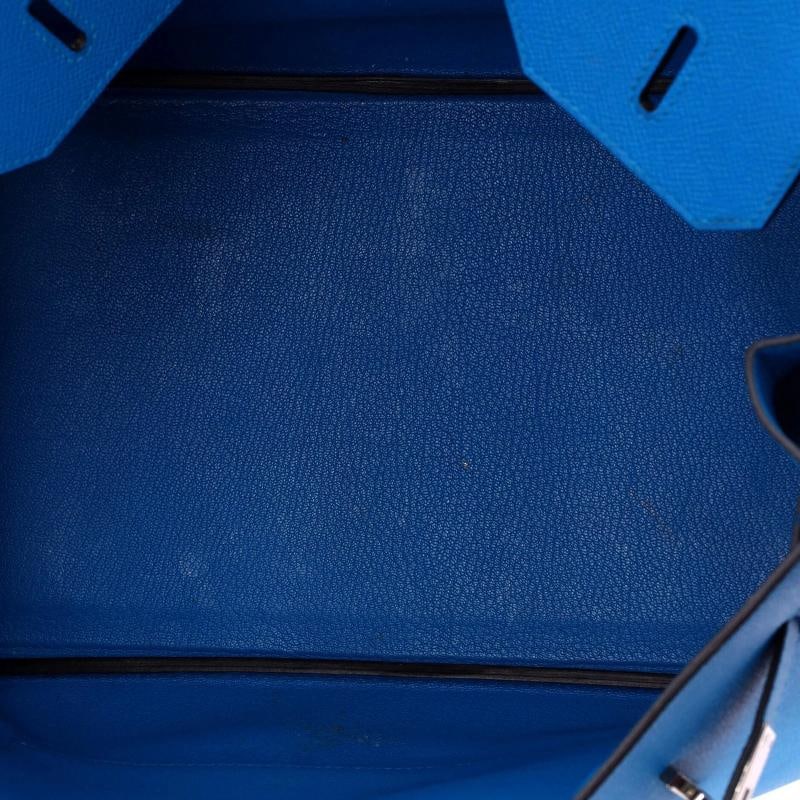 Hermes Birkin Handbag Blue Epsom with Palladium Hardware 35 - 5