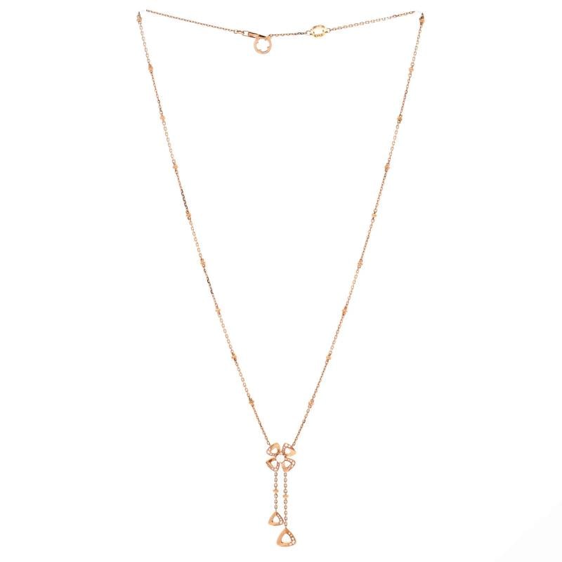 Bvlgari Fiorever Drop Pendant Necklace 18K Rose Gold and Diamonds - 3
