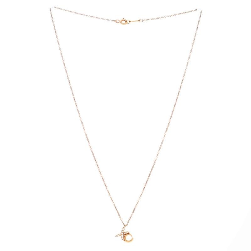 Tiffany & Co. Paloma Picasso XO Pendant Necklace 18K Rose Gold with Diamonds - 2