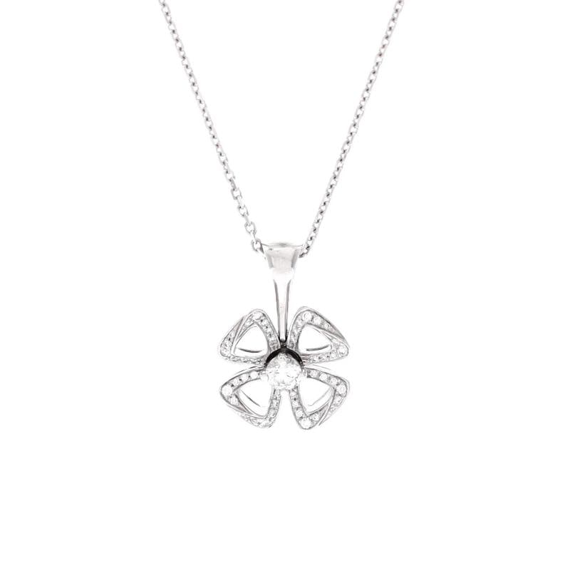 Bvlgari Fiorever Pendant Necklace 18K White Gold with Diamonds: Measurements: Length: 17.25 ", Pendant Length: 16.25 mm, Pendant Width: 11.25 mm . Condition: Pre-owned - Good,Brand: Bvlgari,Main Stone: Diamond,Metal: 18K White Gold,Metal Purity: 18K,Style: Pendant