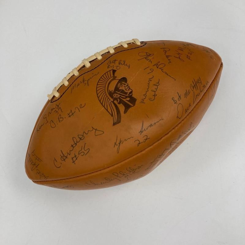 1973 USC Trojans Pac-8 champions Team Signed Football Lynn Swann JSA COA - 3