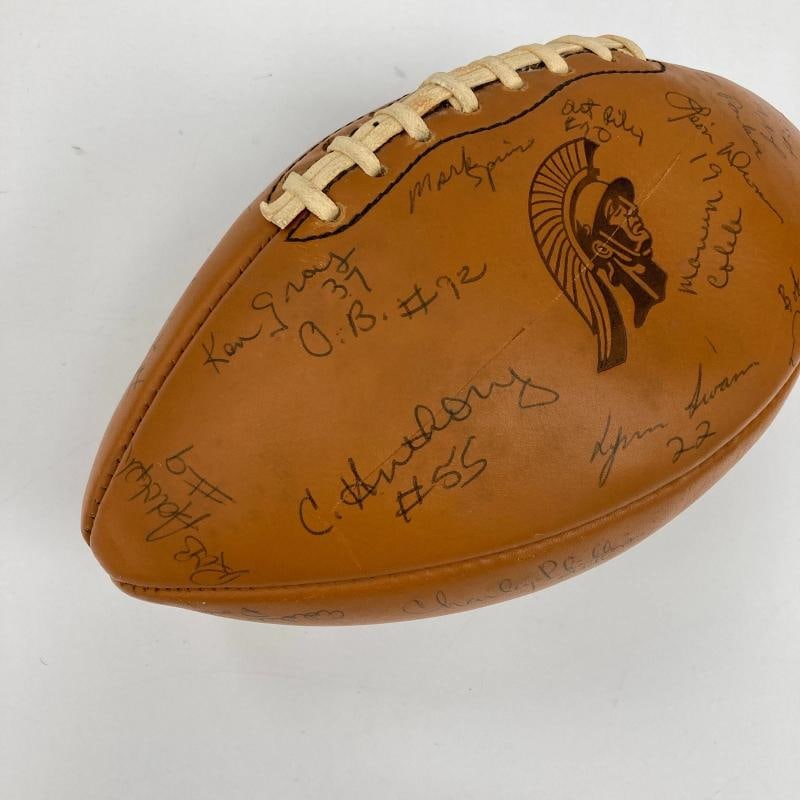 1973 USC Trojans Pac-8 champions Team Signed Football Lynn Swann JSA COA - 9