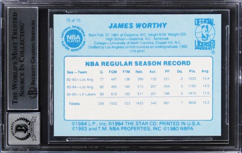 Larry Bird & James Worthy Signed 1986 Star BOTB #15 (BGS 10 Auto) - 2