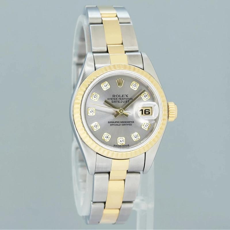 MINT Rolex 79173 DateJust Silver Diamond Two-Tone Yellow Gold Oyster Watch Box - 2