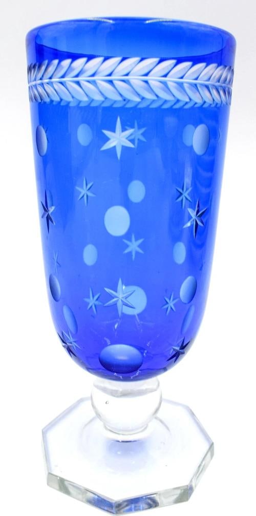 Rare Steuben Cut to Clear Flemish Blue Walter Dorwin Teague Vase -Empire Pattern - 2