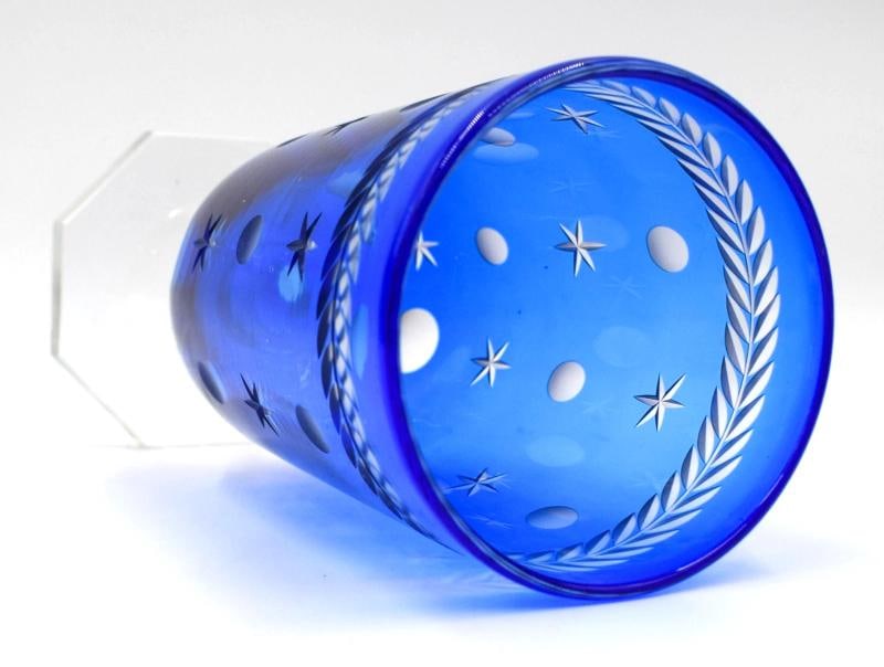 Rare Steuben Cut to Clear Flemish Blue Walter Dorwin Teague Vase -Empire Pattern - 5