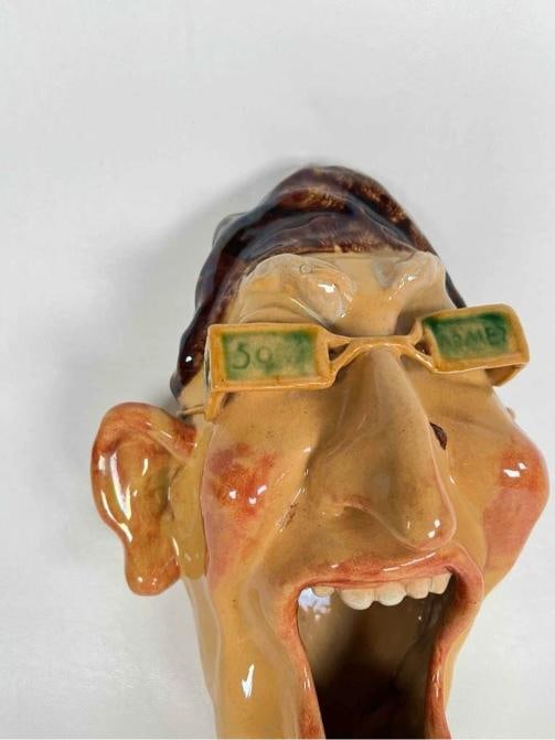 Antique Rafael Bordalo Pinheiro Agiota Money Lender Faience Spittoon Sculpture - 2