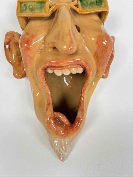 Antique Rafael Bordalo Pinheiro Agiota Money Lender Faience Spittoon Sculpture - 3