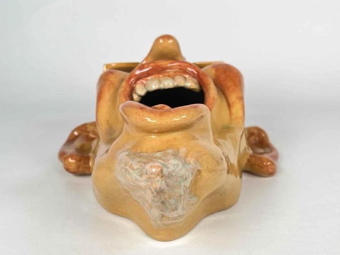 Antique Rafael Bordalo Pinheiro Agiota Money Lender Faience Spittoon Sculpture - 4