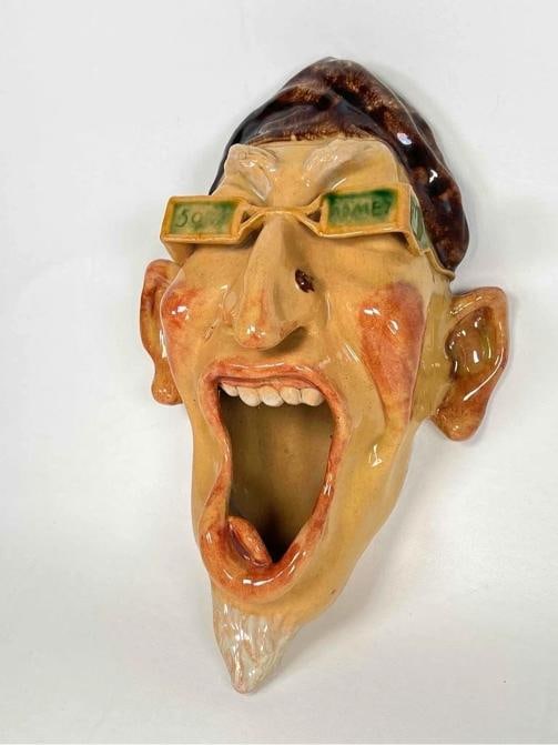 Antique Rafael Bordalo Pinheiro Agiota Money Lender Faience Spittoon Sculpture - 5
