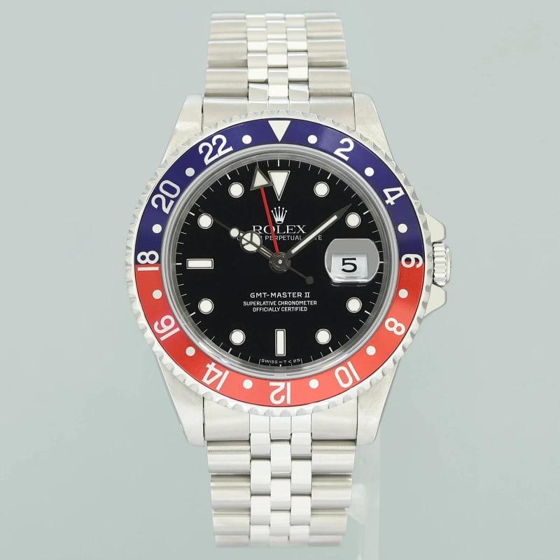 PAPERS MINT Rolex GMT-Master II 2 Pepsi Blue Red Steel 16710 40mm Jubilee Watch - 2