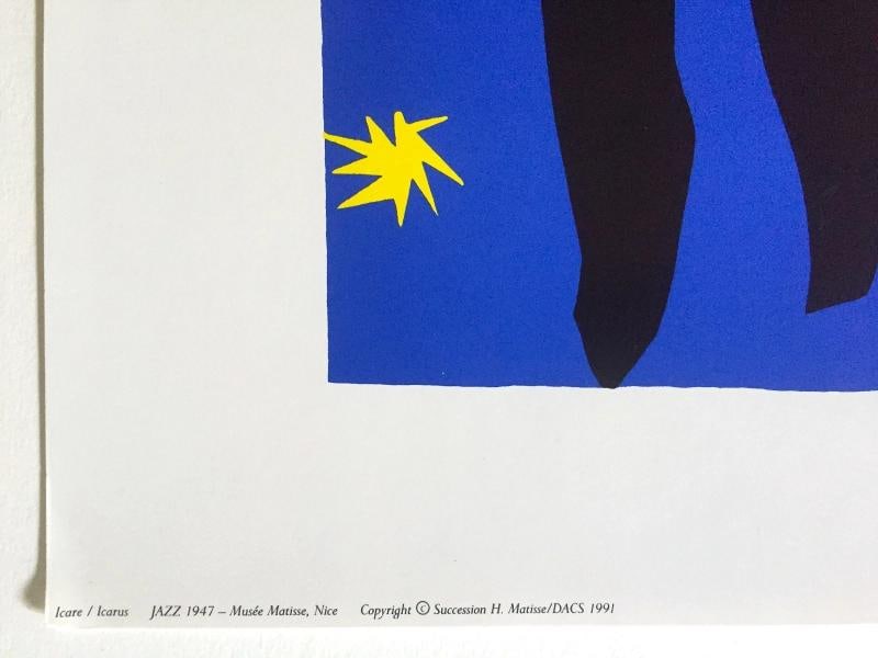 HENRI MATISSE RARE 1991 OFFSET LITHOGRAPH PRINT " ICARE / ICARUS " 1947 JAZZ - 6